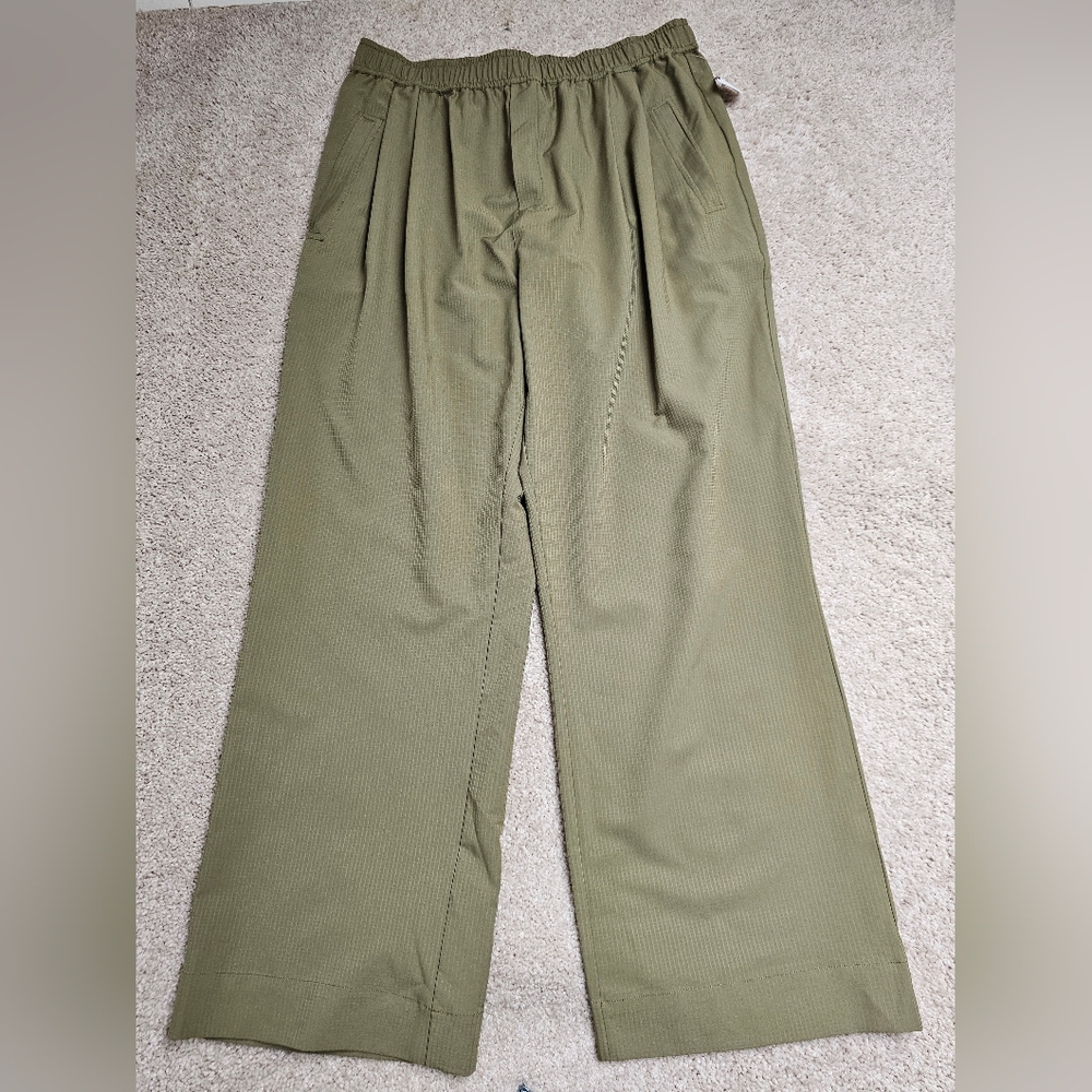 NWT Varley Martini Olive Green Office Tacoma Straight Pleat Pant Large - Picture 3 of 11
